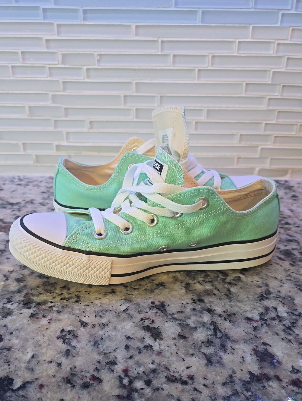 Converse Low Top Canvas Sneakers in Mint Green with White Accents
